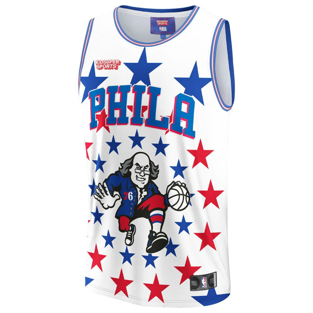 Fanatics - Philadelphia 76ers NBA & KidSuper Studios Unisex Hometown Jersey - White