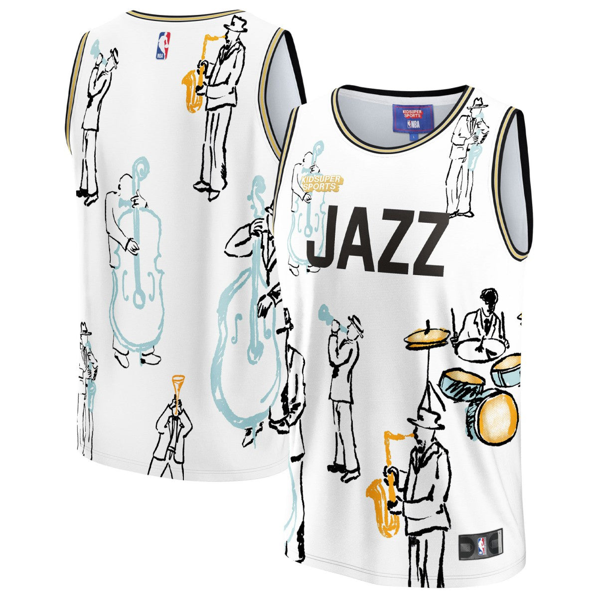 Utah Jazz NBA & KidSuper Studios Unisex Hometown Jersey - White | NBA Jerseys