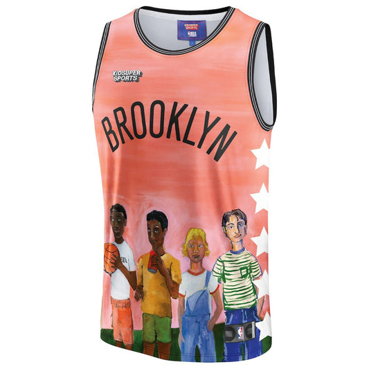 Brooklyn Nets NBA & KidSuper Studios Unisex Hometown Jersey - Coral | NBA Jerseys