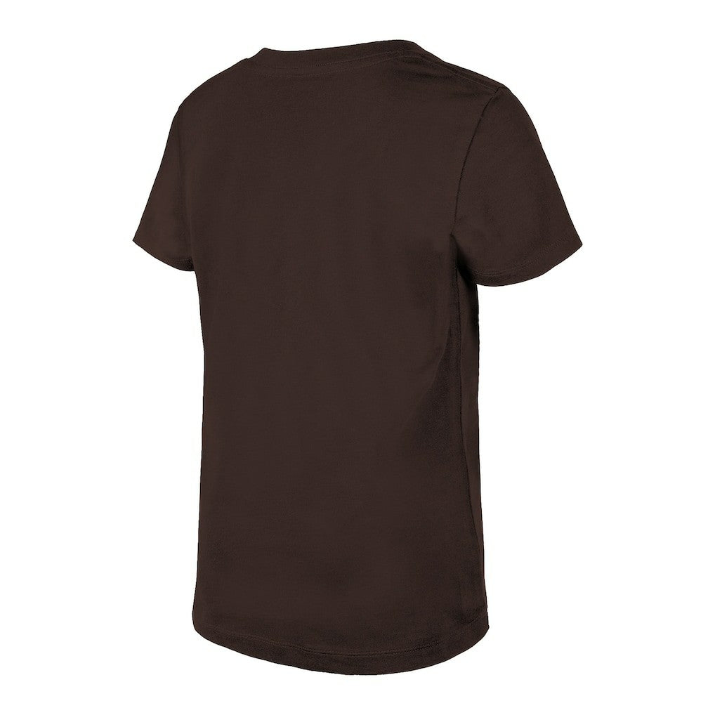 Cleveland Browns New Era Girls Youth Reverse Sequin V-Neck T-Shirt Brown - NFL