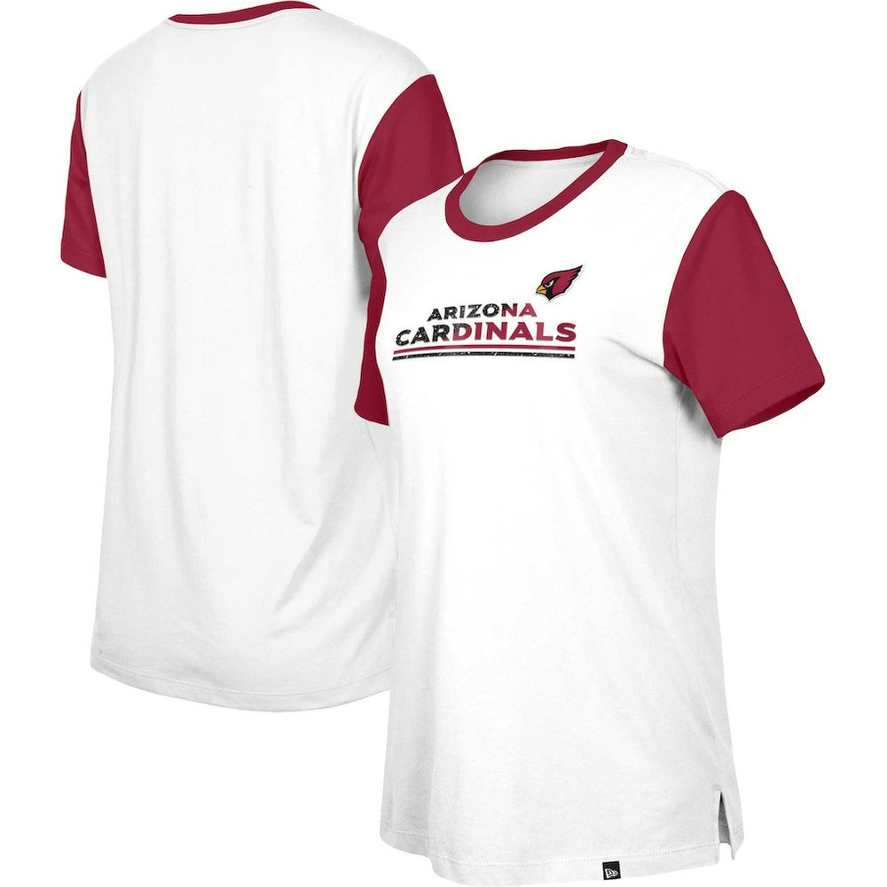 Arizona Cardinals New Era Women's Third Down Colorblock T-Shirt White/Cardinal - NFL