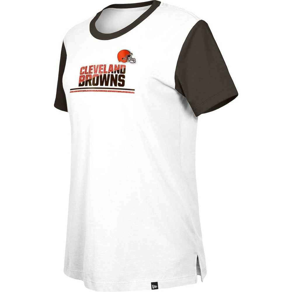 Cleveland Browns New Era Women's Third Down Colorblock T-Shirt White/Brown - NFL