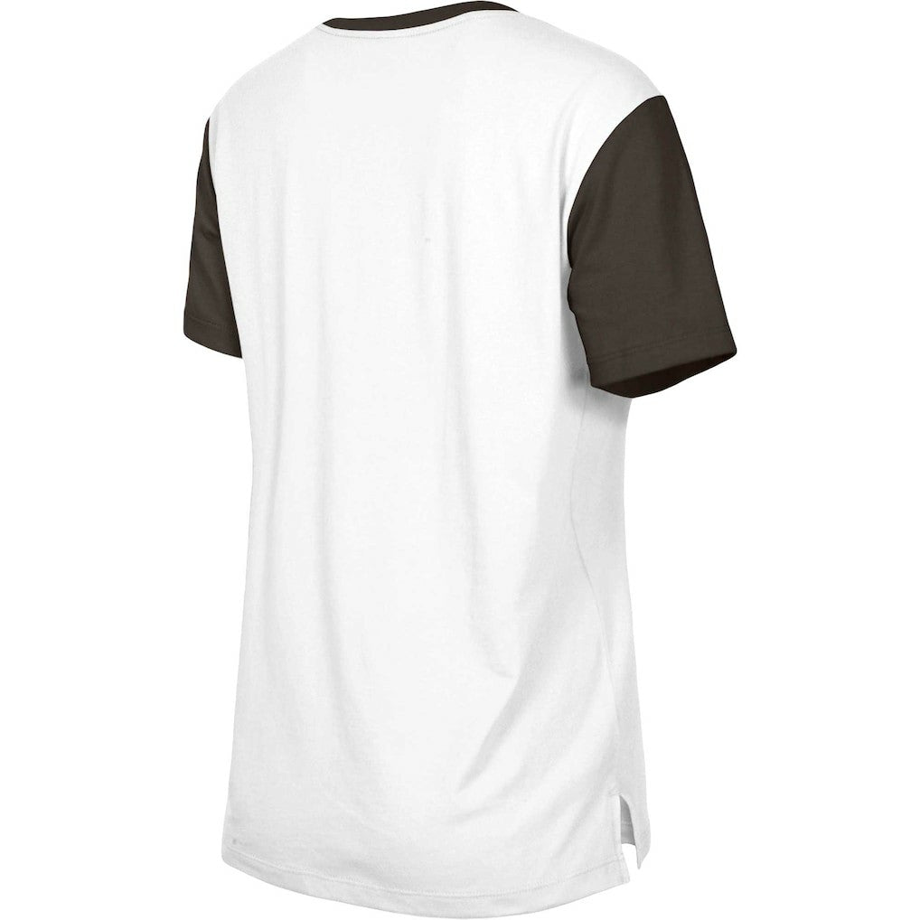 Cleveland Browns New Era Women's Third Down Colorblock T-Shirt White/Brown - NFL
