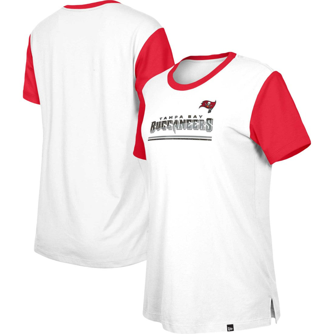 Tampa Bay Buccaneers New Era Women's Third Down Colorblock T-Shirt White/Red - NFL