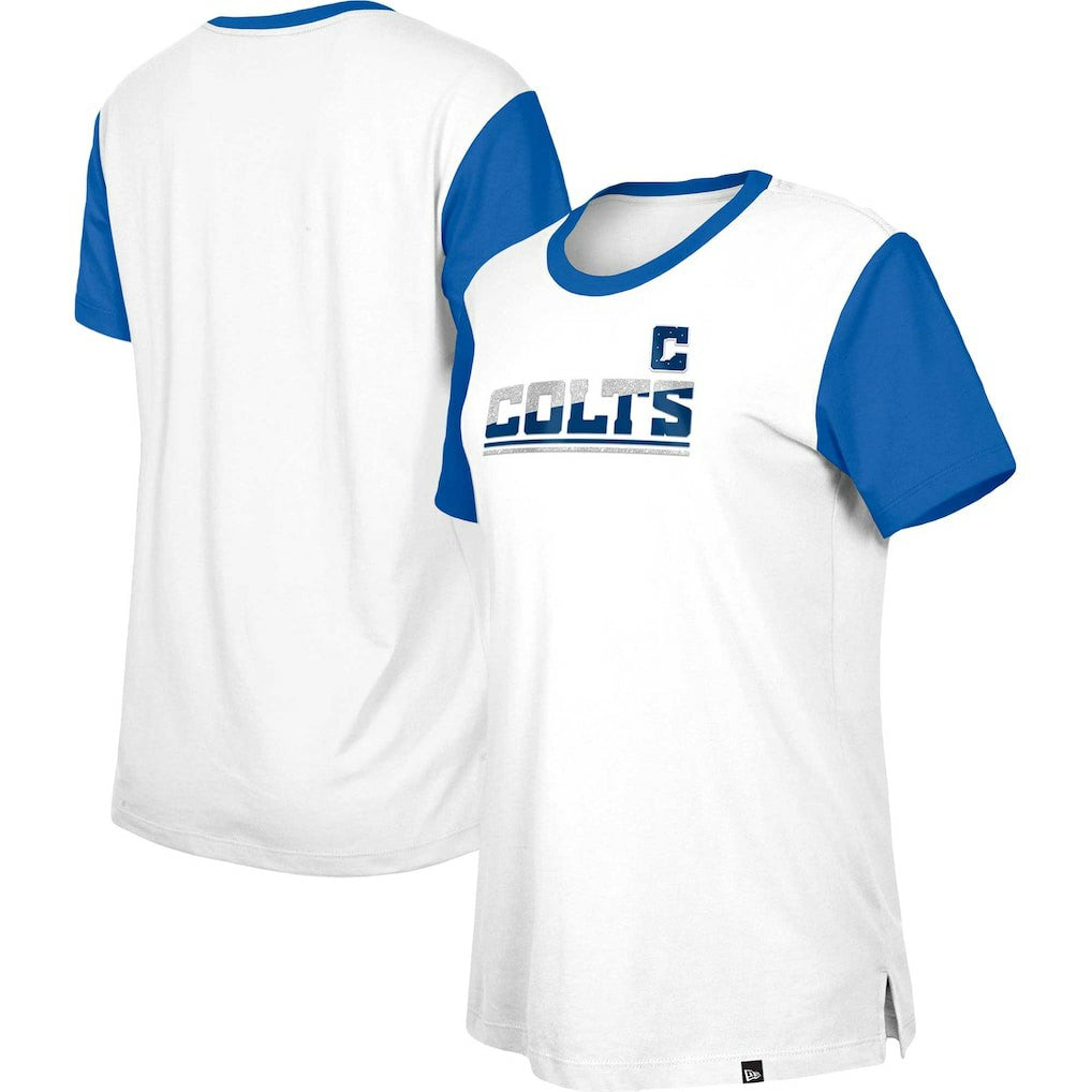 Indianapolis Colts New Era Women's Third Down Colorblock T-Shirt White/Royal - NFL