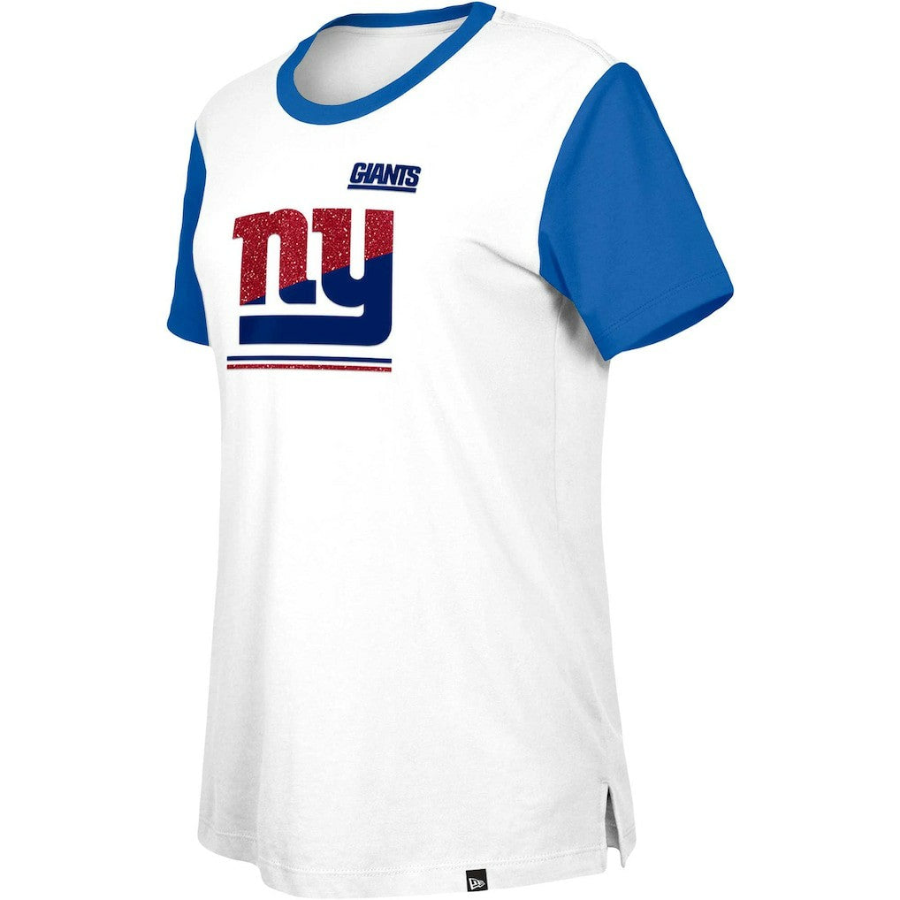 New York Giants New Era Women's Third Down Colorblock T-Shirt White/Royal - NFL