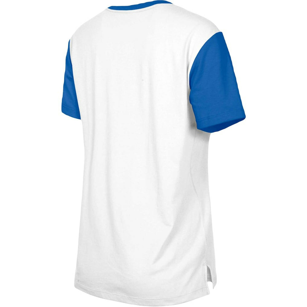 New York Giants New Era Women's Third Down Colorblock T-Shirt White/Royal - NFL