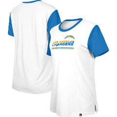 Los Angeles Chargers New Era Women's Third Down Colorblock T-Shirt White/Blue - NFL