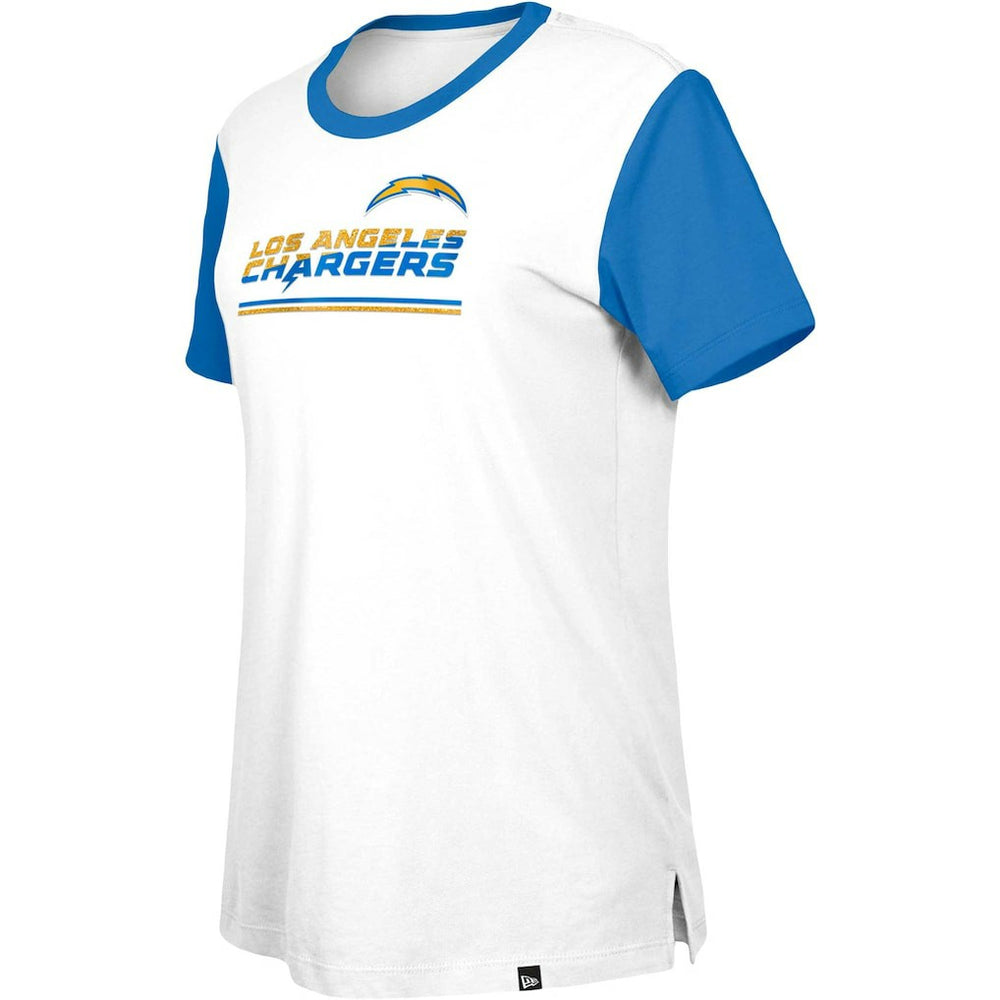 Los Angeles Chargers New Era Women's Third Down Colorblock T-Shirt White/Blue - NFL