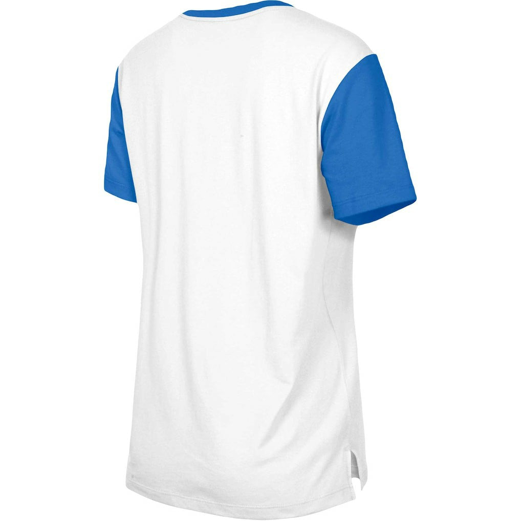 Los Angeles Rams New Era Women's Third Down Colorblock T-Shirt White/Royal - NFL
