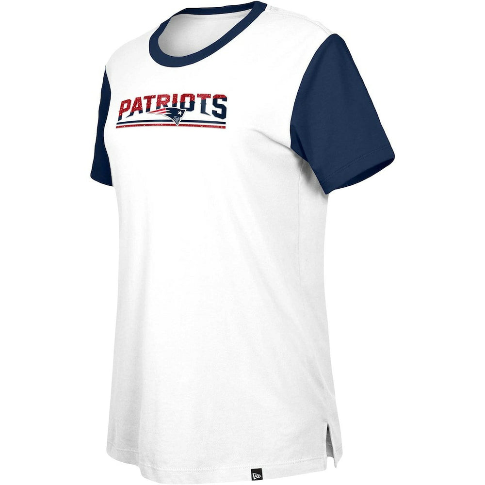 New England Patriots New Era Women's Third Down Colorblock T-Shirt White/Navy - NFL