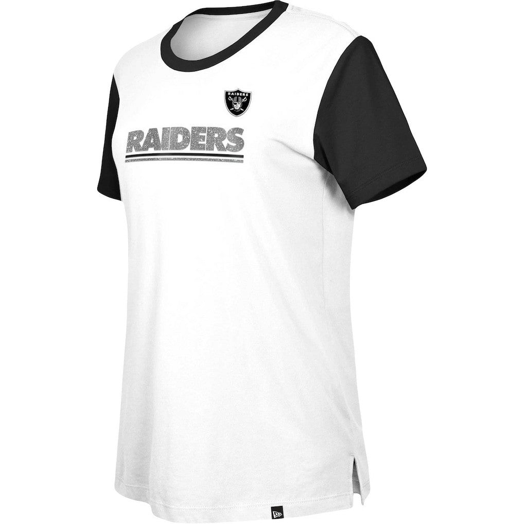 Las Vegas Raiders New Era Women's Third Down Colorblock T-Shirt White/Black - NFL