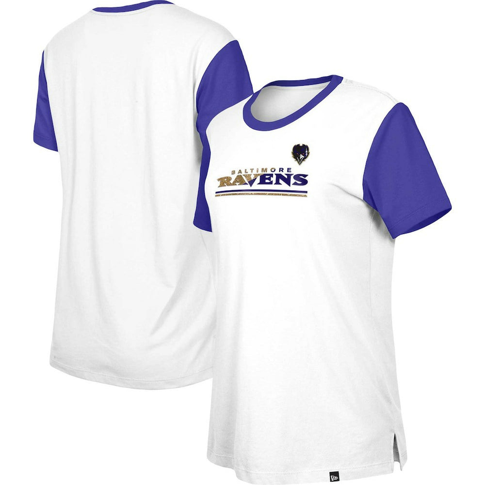 Baltimore Ravens New Era Women's Third Down Colorblock T-Shirt White/Purple - NFL