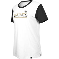 New Orleans Saints New Era Women's Third Down Colorblock T-Shirt White/Black - NFL