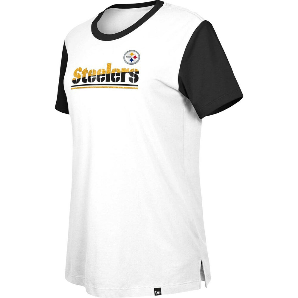 Pittsburgh Steelers New Era Women's Third Down Colorblock T-Shirt White/Black - NFL
