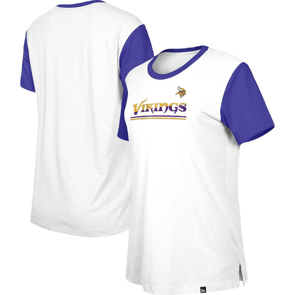 Minnesota Vikings New Era Women's Third Down Colorblock T-Shirt White/Purple - NFL
