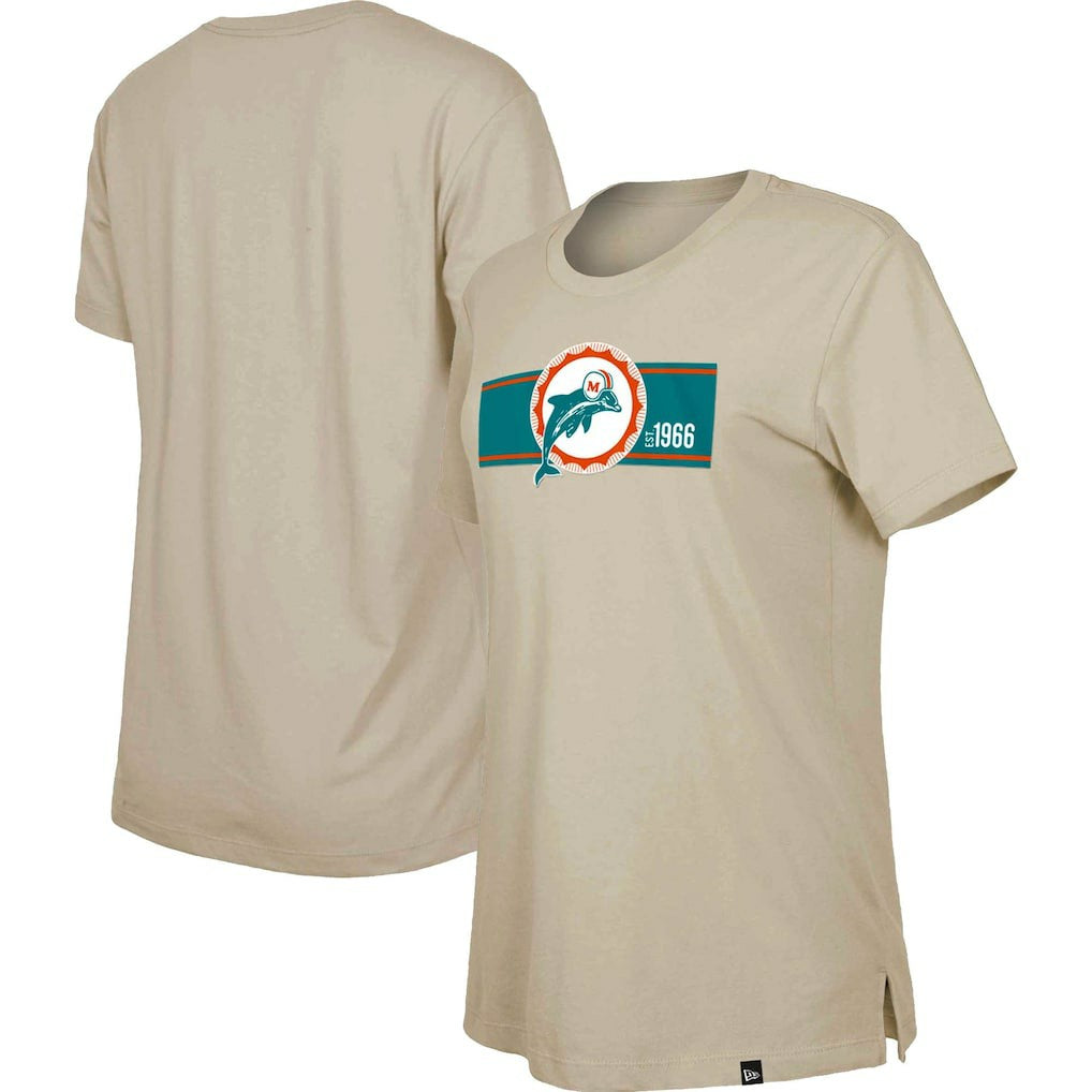 Miami Dolphins New Era Women's Third Down Historic T-Shirt Tan - NFL