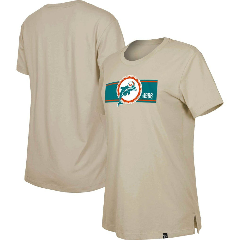 Miami Dolphins New Era Women's Third Down Historic T-Shirt Tan - NFL