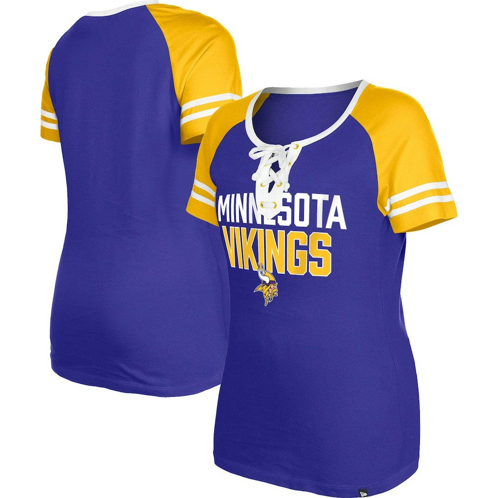 Minnesota Vikings New Era Women's Raglan Lace-Up T-Shirt Purple - NFL