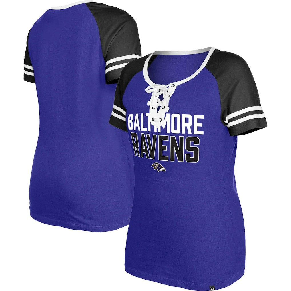 Baltimore Ravens New Era Women's Raglan Lace-Up T-Shirt Purple - NFL