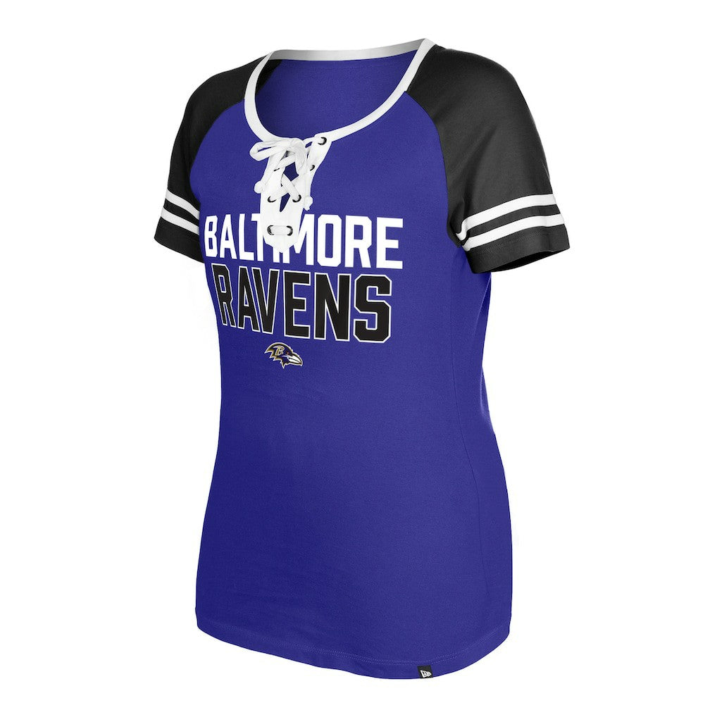 Baltimore Ravens New Era Women's Raglan Lace-Up T-Shirt Purple - NFL