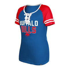 Buffalo Bills New Era Women's Throwback Raglan Lace-Up T-Shirt Royal - NFL
