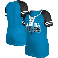 Carolina Panthers New Era Women's Raglan Lace-Up T-Shirt Blue - NFL
