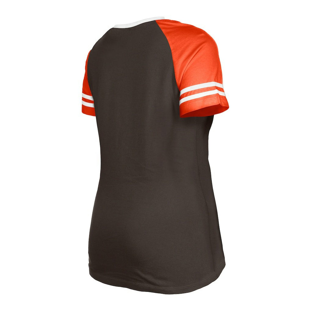 Cleveland Browns New Era Women's Raglan Lace-Up T-Shirt Brown - NFL