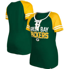 Green Bay Packers New Era Women's Raglan Lace-Up T-Shirt Green - NFL