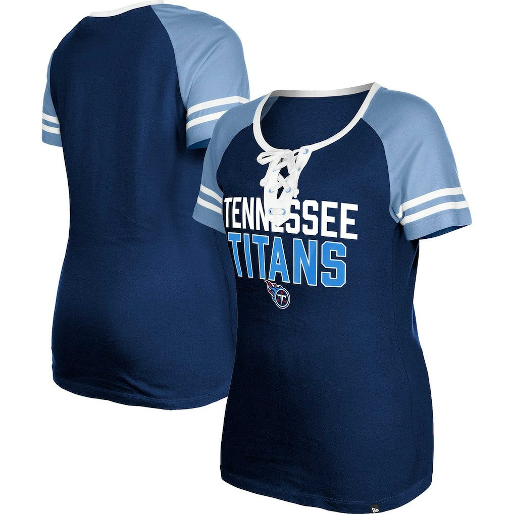 Tennessee Titans New Era Women's Raglan Lace-Up T-Shirt Navy - NFL