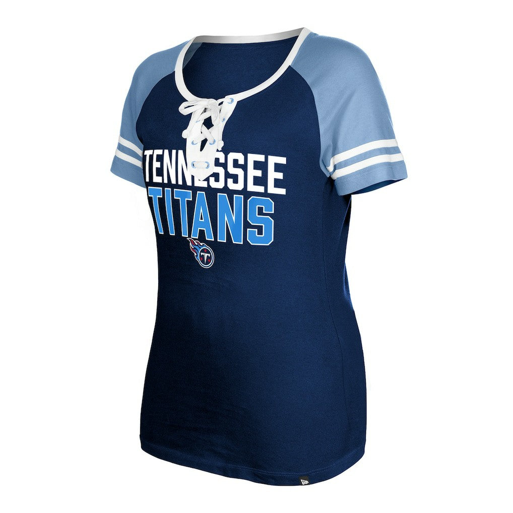 Tennessee Titans New Era Women's Raglan Lace-Up T-Shirt Navy - NFL