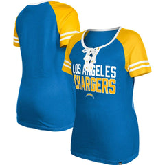 Los Angeles Chargers New Era Women's Raglan Lace-Up T-Shirt Powder Blue - NFL
