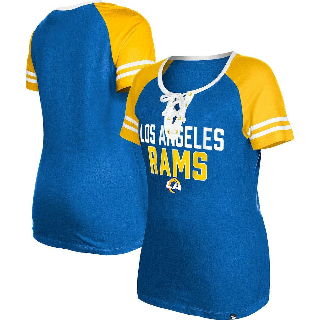 Los Angeles Rams New Era Women's Raglan Lace-Up T-Shirt Royal - NFL