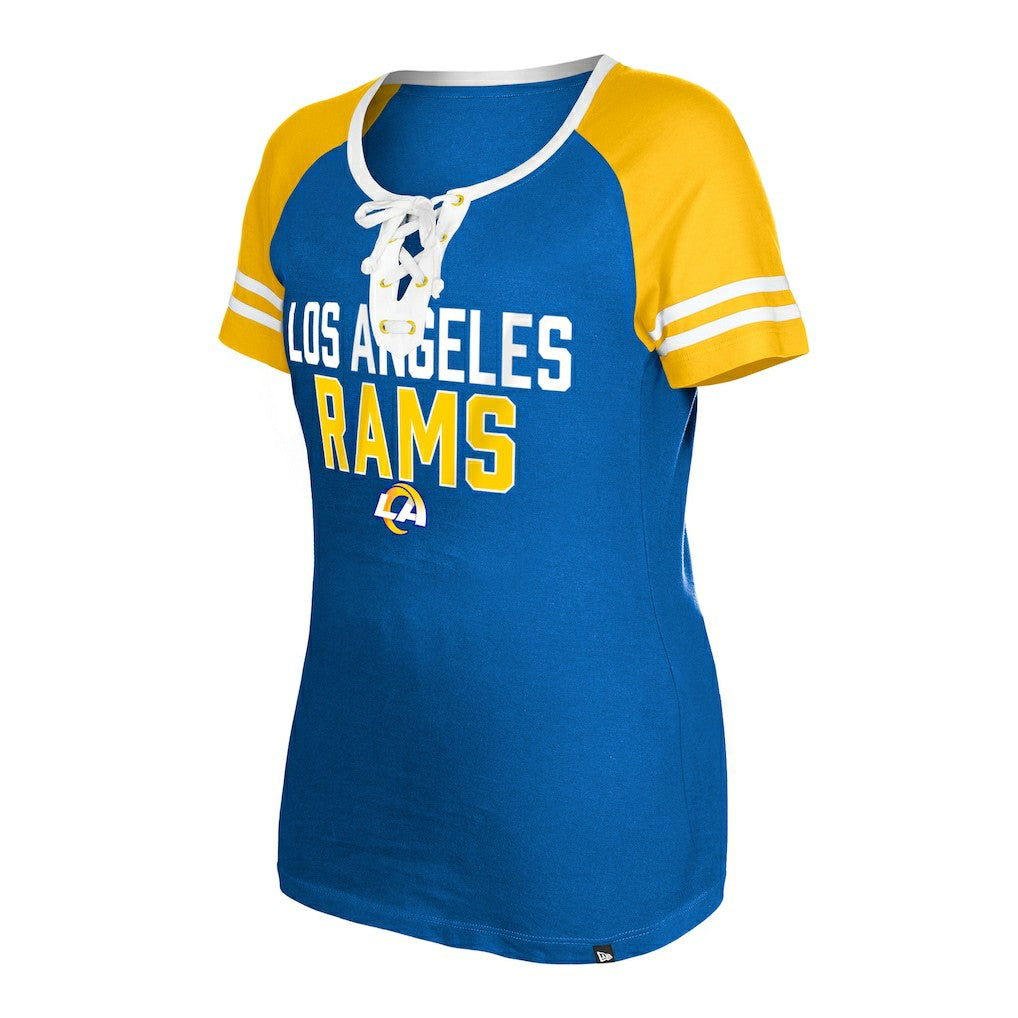 Los Angeles Rams New Era Women's Raglan Lace-Up T-Shirt Royal - NFL