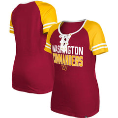 Washington Commanders New Era Women's Raglan Lace-Up T-Shirt Burgundy - NFL