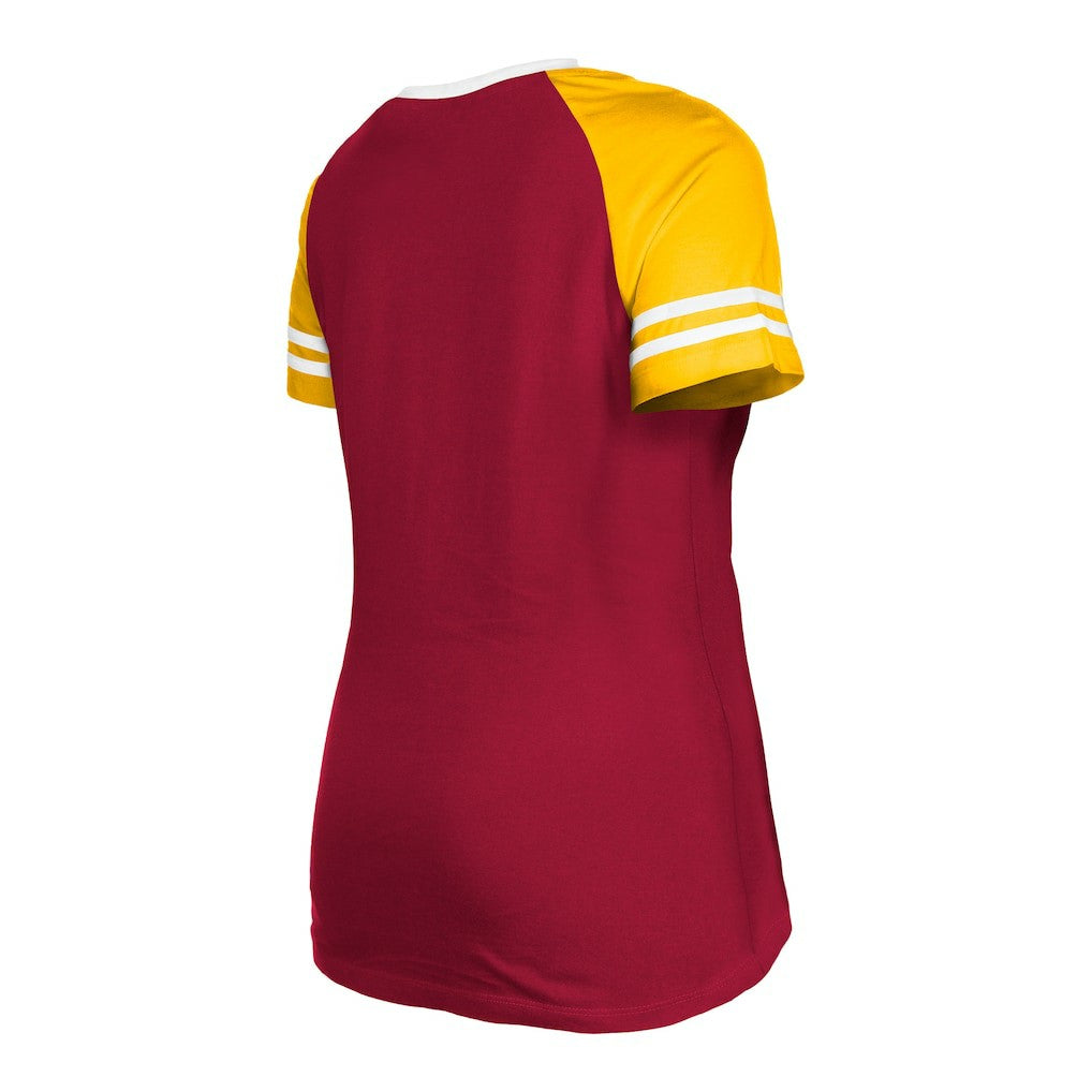 Washington Commanders New Era Women's Raglan Lace-Up T-Shirt Burgundy - NFL