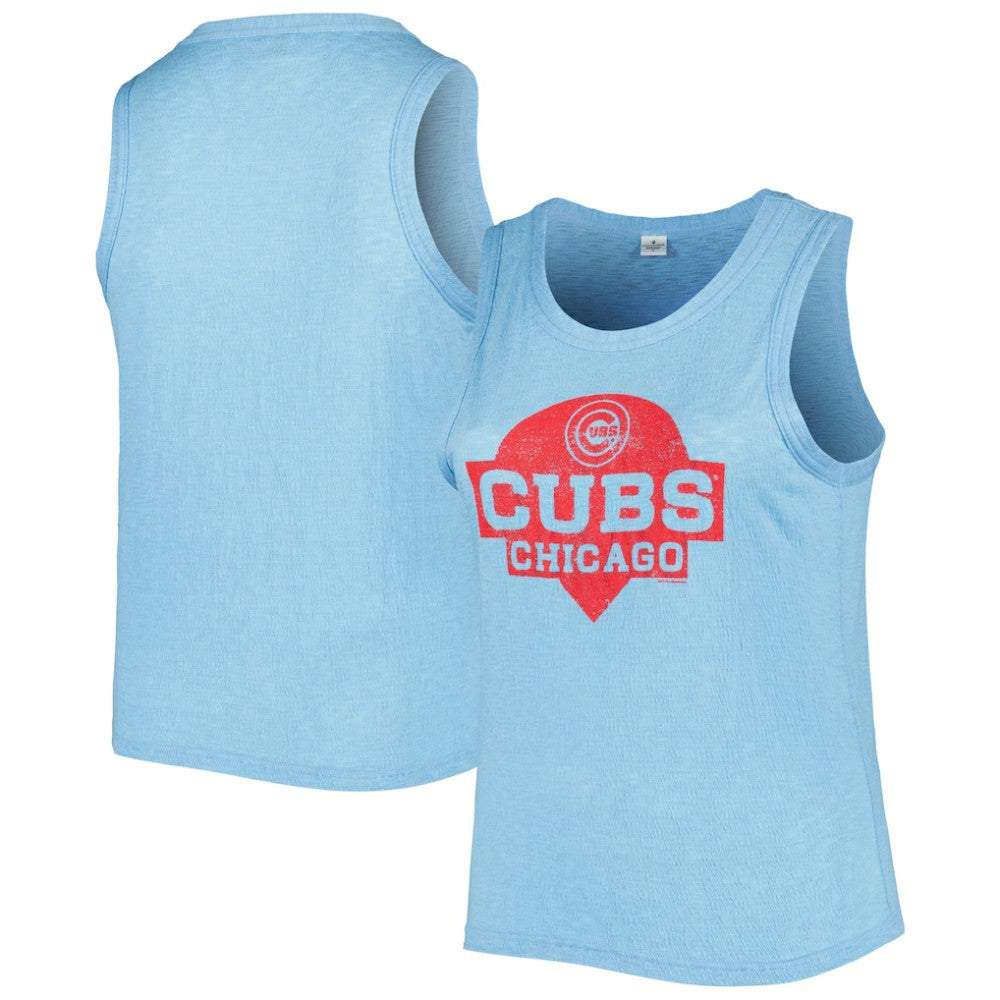 Chicago Cubs Soft as a Grape Women's Plus Size High Neck Tri-Blend Tank Top Clearance