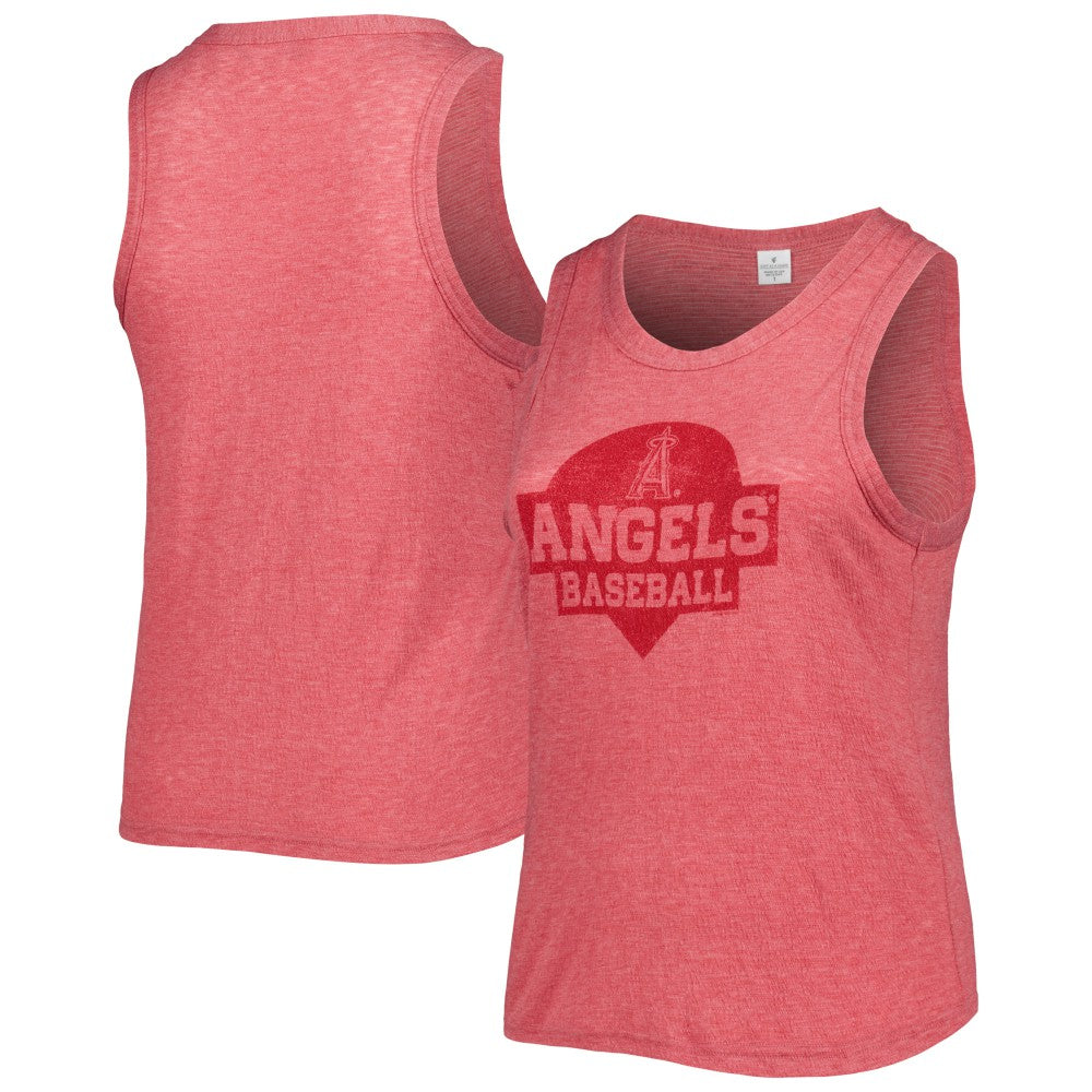 Los Angeles Angels Soft as a Grape Women's Plus Size High Neck Tri-Blend Tank Top for sale