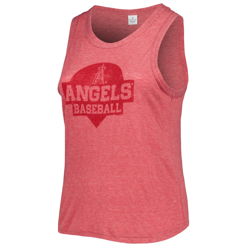 Los Angeles Angels Soft as a Grape Women's Plus Size High Neck Tri-Blend Tank Top for sale