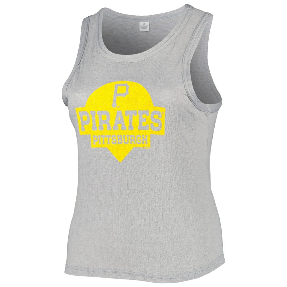 Pittsburgh Pirates Soft as a Grape Women's Plus Size High Neck Tri-Blend Tank Top Lifestyle