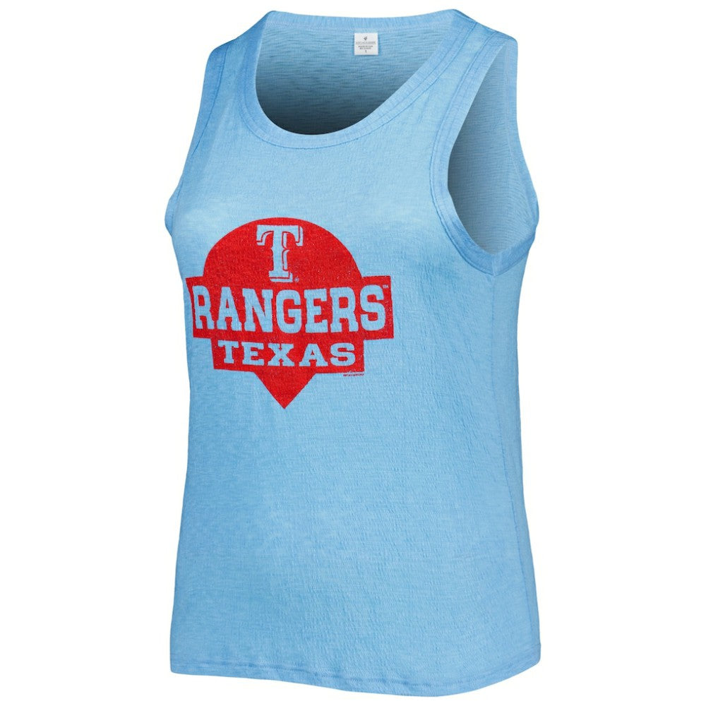 Texas Rangers Soft as a Grape Women's Plus Size High Neck Tri-Blend Tank Top for sale