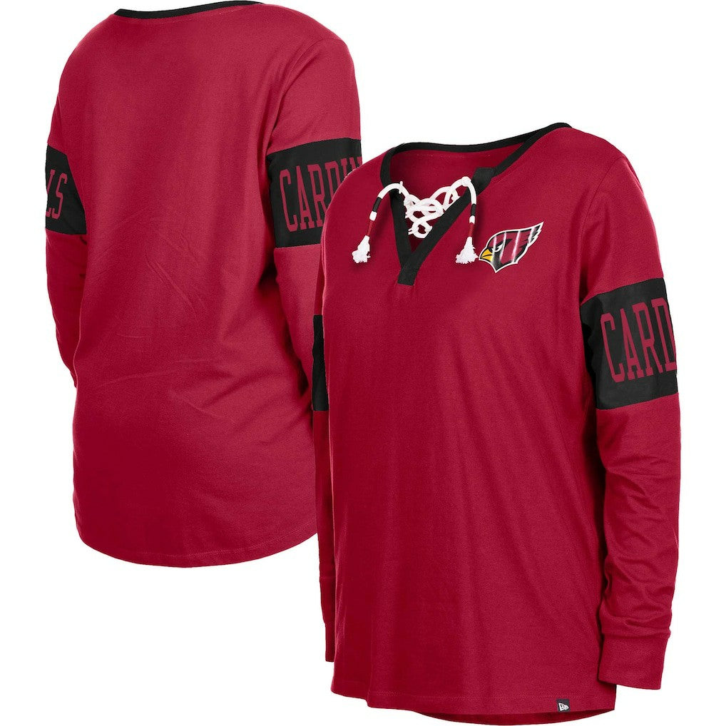 Arizona Cardinals New Era Women's Lace-Up Notch Neck Long Sleeve T-Shirt Cardinal - NFL