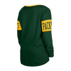 Green Bay Packers New Era Women's Lace-Up Notch Neck Long Sleeve T-Shirt Green - NFL