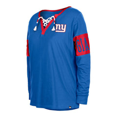 New York Giants New Era Women's Lace-Up Notch Neck Long Sleeve T-Shirt Royal - NFL