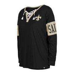 New Orleans Saints New Era Women's Lace-Up Notch Neck Long Sleeve T-Shirt Black - NFL