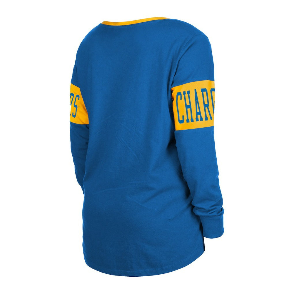 Los Angeles Chargers New Era Women's Lace-Up Notch Neck Long Sleeve T-Shirt Royal - NFL