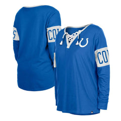 Indianapolis Colts New Era Women's Lace-Up Notch Neck Long Sleeve T-Shirt Blue - NFL