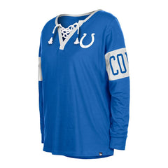 Indianapolis Colts New Era Women's Lace-Up Notch Neck Long Sleeve T-Shirt Blue - NFL