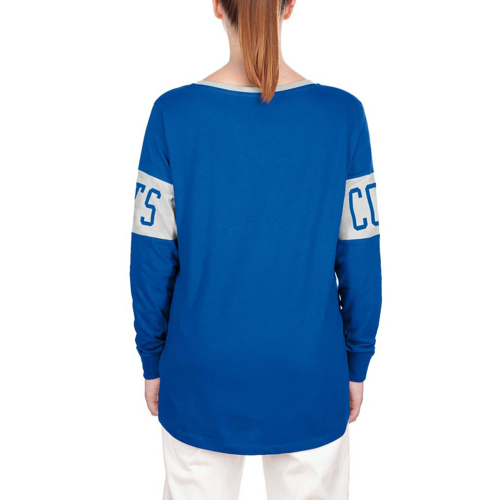 Indianapolis Colts New Era Women's Lace-Up Notch Neck Long Sleeve T-Shirt Blue - NFL