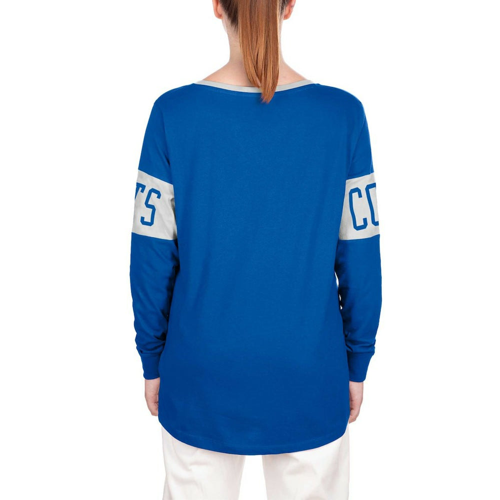 Indianapolis Colts New Era Women's Lace-Up Notch Neck Long Sleeve T-Shirt Blue - NFL